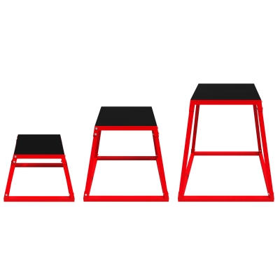 SPORTNOW Box Pliométrique Set Trapézoïdal Antidérapant 30.5-61cm Rouge