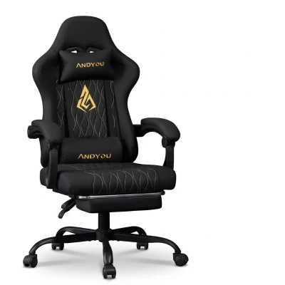 Sedia da gaming con poggiapiedi, Nero
