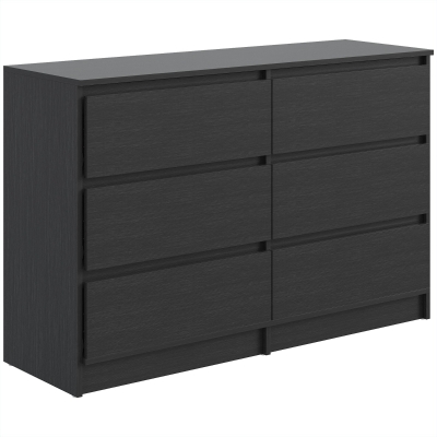 HOMCOM Commode 6 Tiroirs Noir Contemporain Chambre Salon