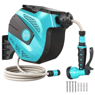 DURHAND Avvolgitubo Automatico a 7 Irrigazioni in PP Nero e Verde
