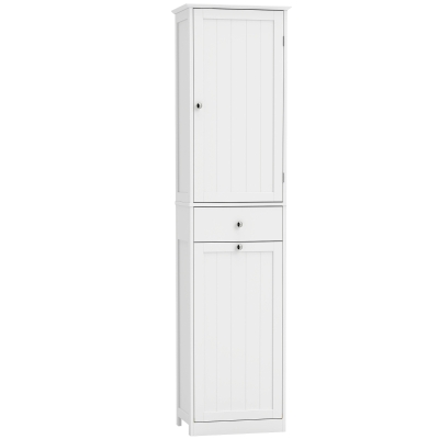 HOMCOM Meuble Salle de Bain Moderne Blanc 45x30x180cm Tiroir Panier