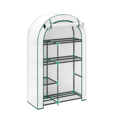 Outsunny Serre de Jardin 3 Niveaux 3 Portes 215x46x151cm Vert