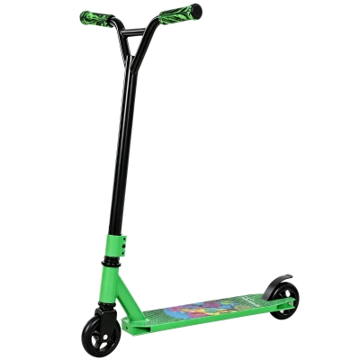 SPORTNOW Scooter Acrobático para Trucos con Plataforma de Aluminio Rodamientos ABEC-7 Ruedas 100 mm Manillar 360° Verde