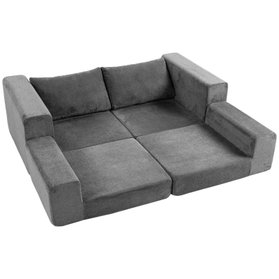 HOMCOM Canapea extensibilă 4-în-1 cu funcție de dormit, extensibilă, canapea pliabilă, 2 locuri, Gri