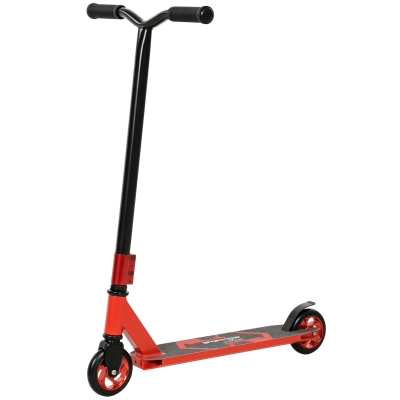 SPORTNOW Scooter Acrobático para Trucos con Plataforma de Aluminio Rodamientos ABEC-7 Ruedas 110 mm Manillar 360° Rojo
