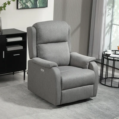 HOMCOM Sillón Relax Eléctrico Reclinable con Puerto USB, Gris Oscuro