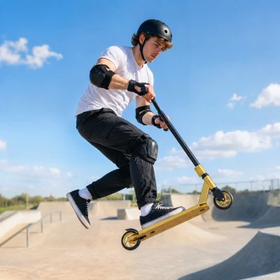 SPORTNOW Scooter Acrobático para Trucos con Plataforma de Aluminio Rodamientos ABEC-7 Ruedas 110 mm Manillar 360° Dorado