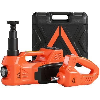 HOMCOM Cric Elettrico per Auto Idraulico 5T 12V, Chiave Impulsi