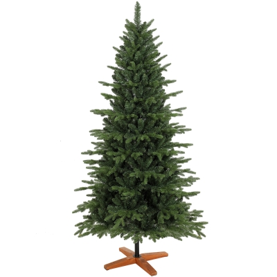 HOMCOM Kunstkerstboom 180 cm met inklapbare houten standaard, 1438 takpunten, groen