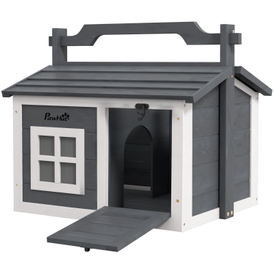 PawHut Portable Indoor Rabbit Hutch with Openable Roof - Grey