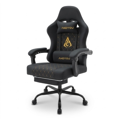 Sedia da gaming con poggiapiedi, Nero