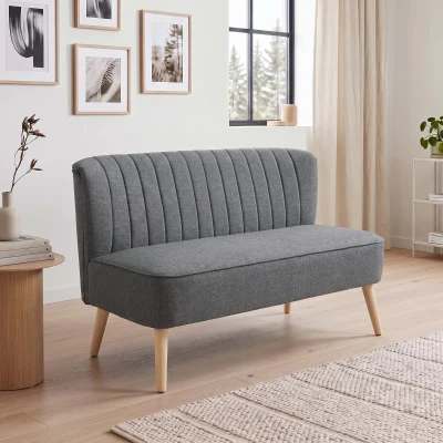 HOMCOM 2-Seater Sofa Modern Fabric Living Room Dark Grey
