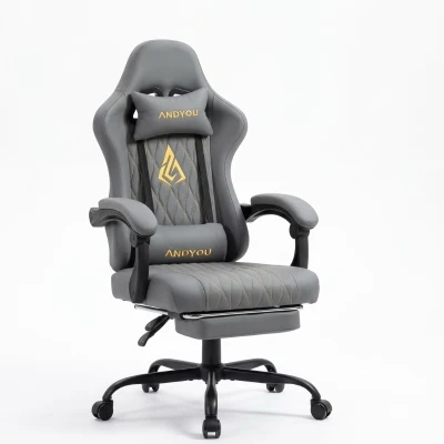 Sedia gaming con poggiapiedi, Grigio
