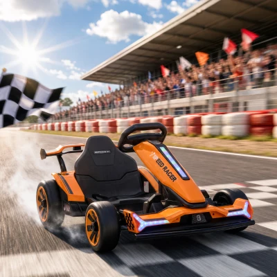 AIYAPLAY Kart Électrique Enfant 12V Siège Réglable Orange