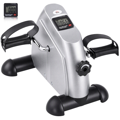 HOMCOM Mini vélo d'appartement pour jambes bras appareil de fitness avec écran LCD dim. 39L x 40l x 31H cm argenté