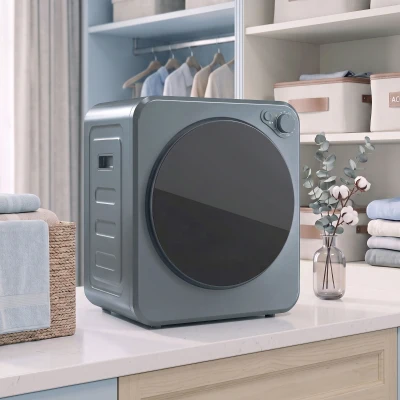 HOMCOM Mini Wäschetrockner 4 kg mit 5 Programme bis zu 60℃ 800W/400W Ablufttrockner mit Edelstahltrommel Grau