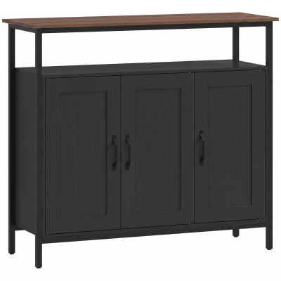 HOMCOM Industrial Sideboard 2 Cabinets Adjustable Shelves Black