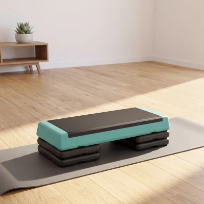 SPORTNOW Step Aérobic Antidérapant Réglable 3 Niveaux Vert/Noir