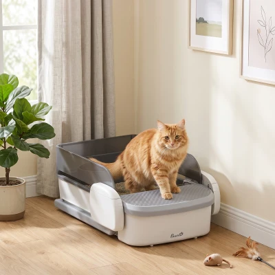 PawHut Automatic Cat Litter Tray 10L APP Control Open-Top White
