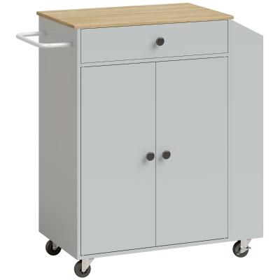 HOMCOM Kitchen Island Cart 3-Tier Spice Rack Drawer Light Blue