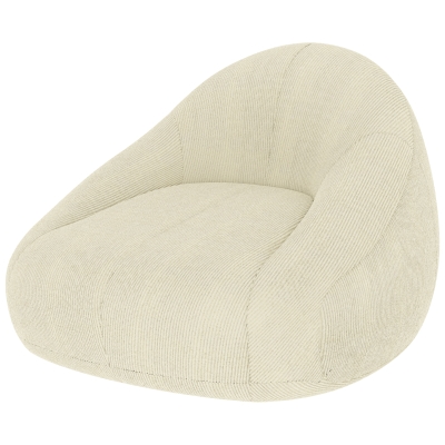 HOMCOM Pouf Velours Côtelé Rembourré 114x121x60cm Crème