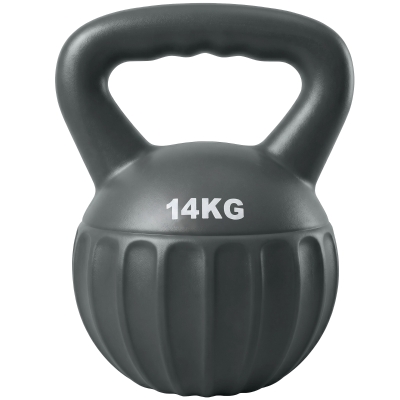 SPORTNOW Kettlebell 14kg Poignée Antidérapante Musculation Gris