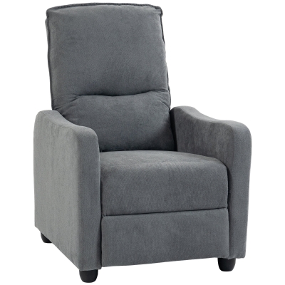 HOMCOM Fauteuil Relax Inclinable Tissu Lin Gris Repose-pieds