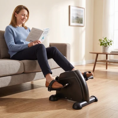 HOMCOM Mini Heimtrainer Arm-und Beintrainer Pedaltrainer für Senioren mit LCD-Display verstellbarer Widerstand Fitnessbike Hometrainer für Zuhause Heim Büro 35 x 40 x 31 cm Schwarz