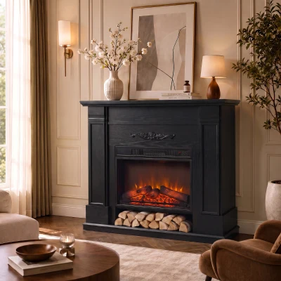 HOMCOM Elektrokamin freistehend/eingebaut mit Rahmen und Ablage für TV 140 cm, 1800 W, 3D-Flammeneffekt, Timer, Schwarz