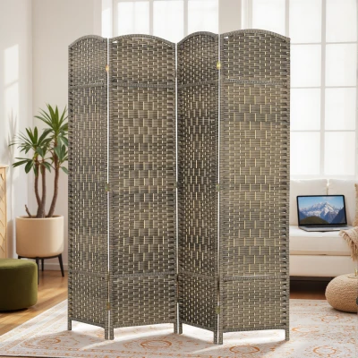 HOMCOM Paravent Bois 4 Panneaux Séparateur Salon 180x180cm Chêne