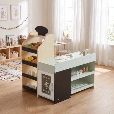 AIYAPLAY Marchande Bois Enfant 44 Accessoires Tableau Noir 3-6 Ans