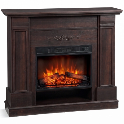 HOMCOM Elektrokamin freistehend/einbaubar mit Rahmen und Ablage für TV 140 cm, 1800 W, 3D-Flammeneffekt, Timer, Braun