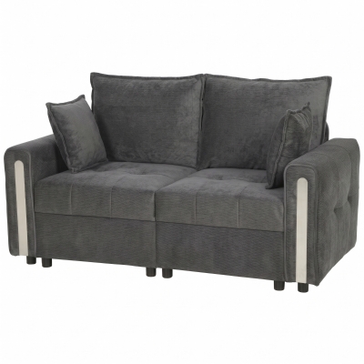 HOMCOM 2-Seater Velvet Storage Sofa Lift-Up Loveseat 168cm Dark Grey