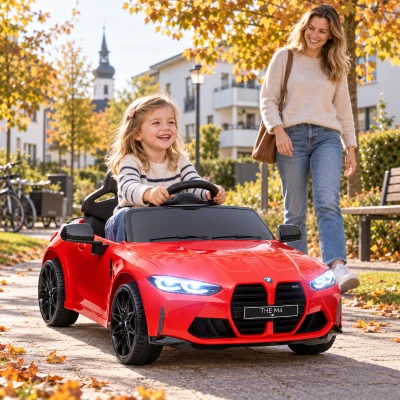 AIYAPLAY Elektro Kinderauto BMW M4, Sound & Licht, 3-5 km/h, inkl. Fernsteuerung, für 3-5 Jahre, Rot