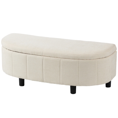 HOMCOM Cassapanca Pouf Contenitore Poggiapiedi 118x45x44cm, Crema