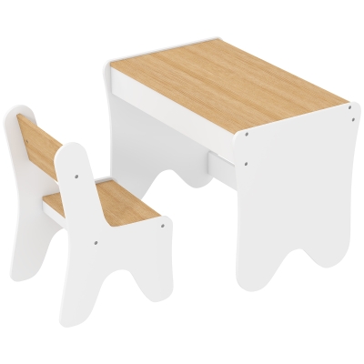 AIYAPLAY Set Tavolo Bambini con Sedia, Cassetto, 3-8 Anni, Bianco