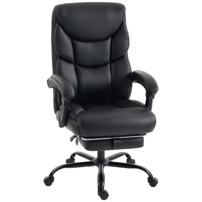 HOMCOM Executive Office Chair PU 180kg Reclining Footrest Black