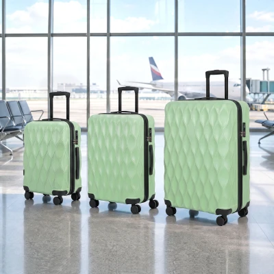 HOMCOM 3-Piece Suitcase Set, Hard Shell Carry On & Checked Luggage Set with TSA Lock, 20/24/28 Inch, Green
