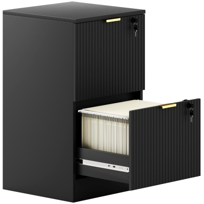HOMCOM Caisson Bureau 2 Tiroirs Verrouillables Noir 40x40x71cm