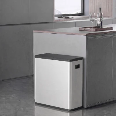 HOMCOM Poubelle Automatique 60L Tri Capteur Argent