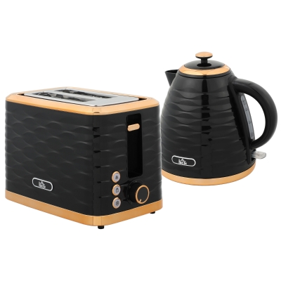 HOMCOM Kettle & Toaster Set 1.7L 3000W Black
