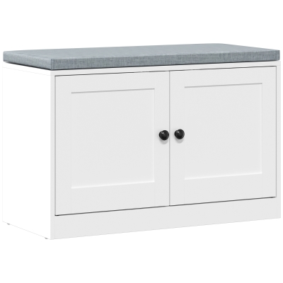 HOMCOM Schuhbank mit gepolstertem Kissen, 80x35.5x52.5 cm, Weiß