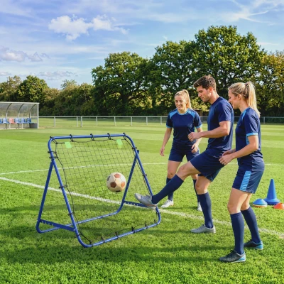 HOMCOM Adjustable Rebounder Net Kickback Target Goal for Teens Adults Training, Blue