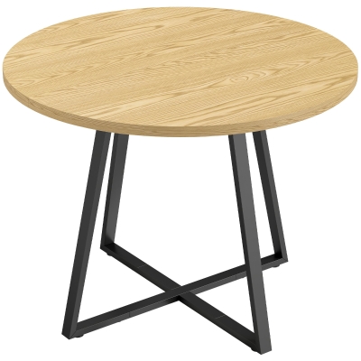 HOMCOM Runder Esstisch für 4 Personen Runder Küchentisch Stahlgestell 100cm Natur Schwarz