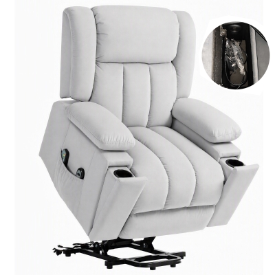 HOMCOM Elektrischer Aufsteh-Sessel, Weicher, samtartiger Stoff, USB-Anschlüsse