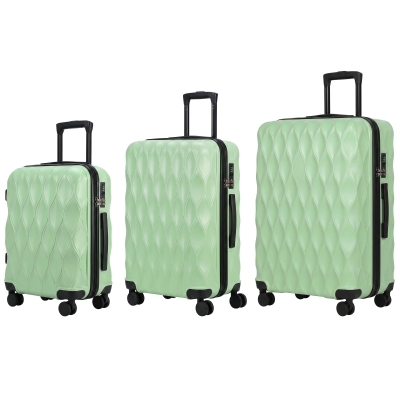 HOMCOM 3-Piece Suitcase Set, Hard Shell Carry On & Checked Luggage Set with TSA Lock, 20/24/28 Inch, Green