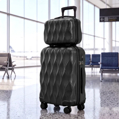 HOMCOM 2-Piece Luggage Set, ABS Hard Shell Carry On Suitcase Set with TSA Lock, Spinner Wheels, 12/20 inch, Black