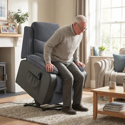 HOMCOM Electric Riser Recliner Chair Corduroy PU Leather Brown