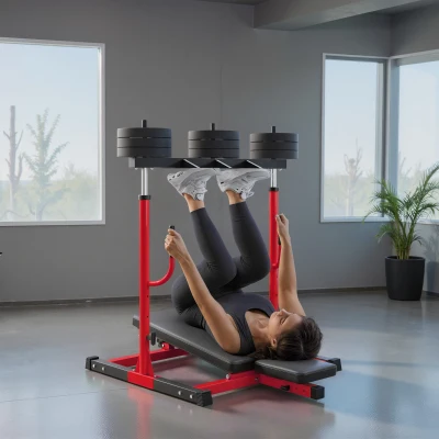 SPORTNOW Vertical Leg Press Machine Adjustable Positions Red