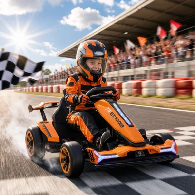AIYAPLAY Electric Go Kart Kids Adjustable Seat 3 Speed Orange